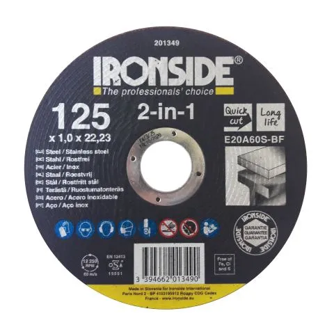 risnedsättning 201349 Ironside Kapskiva 125 mm, F41, E20A, 2in1 125x1.0x22 mm